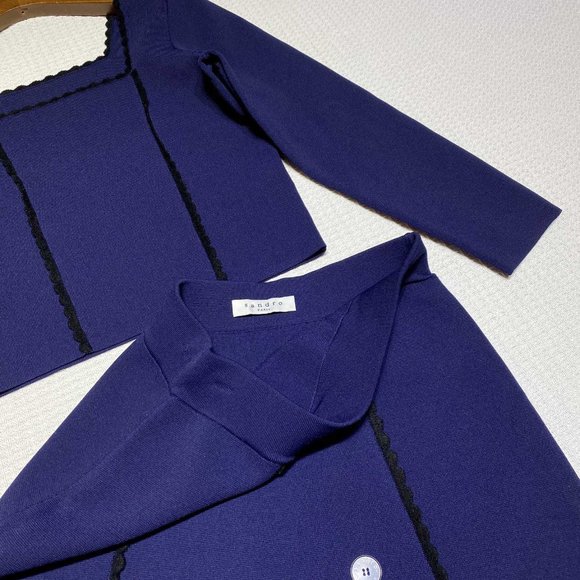 Sandro's new knitted small square collar color matching suit - Picture 4 of 9